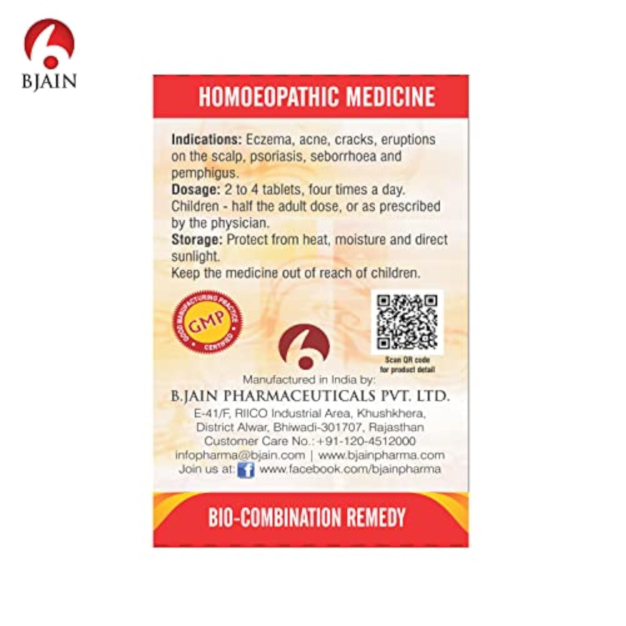 Bjain Bio-Combination No.20 Tablet for Skin Diseases, 450g